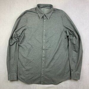 Lululemon Mens Shirt Large Gray Heather Commission Long Sleeve Button Up Stretch